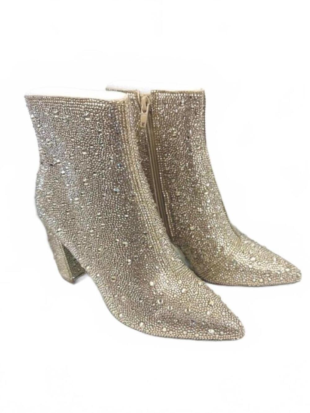 NWTs Betsey Johnson SB-Cady Light Gold Beaded Ankle Boots Size 5.5